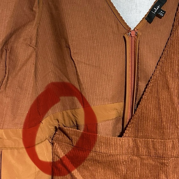 NWOT LULUS Absolutely Cute Rust Orange Corduroy Faux-Wrap Skort Romper - Picture 8 of 8